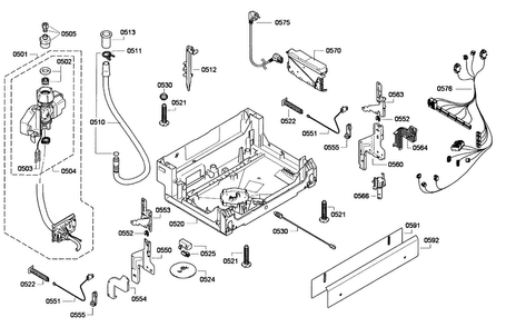 Base Assy Diagram and Parts List for SHX68E05UC 01 Bosch Dishwasher