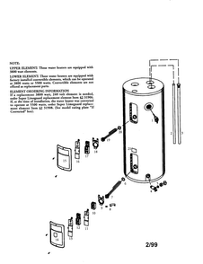 Power Miser 30 Gallon Short Diagram and Parts List for 153316152  Kenmore Water Heater