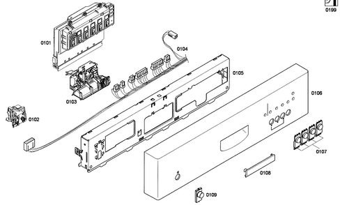 Control Panel Diagram and Parts List for SHE42L15UC 53 Bosch Dishwasher