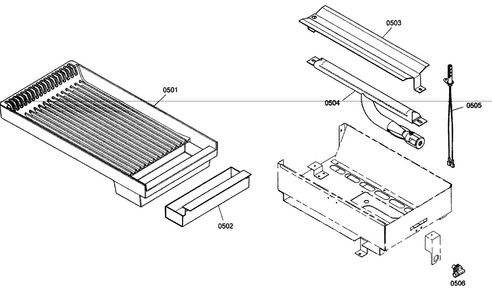 Griddle Diagram and Parts List for PRL364ELG02  Thermador Range