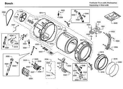 Drum Diagram and Parts List for WFVC544CUC 26 Bosch Washer