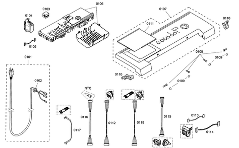Control Panel Diagram and Parts List for WFMC220RUC 13 Bosch Washer