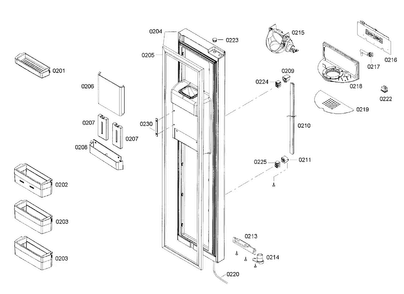 Door 1 Assy Diagram and Parts List for B22CS80SNS 04 Bosch Refrigerator