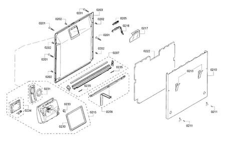 Door Diagram and Parts List for SHV53T53UC 02 Bosch Dishwasher