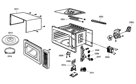 Micro Cabinet Diagram and Parts List for POM301 02 Thermador Microwave