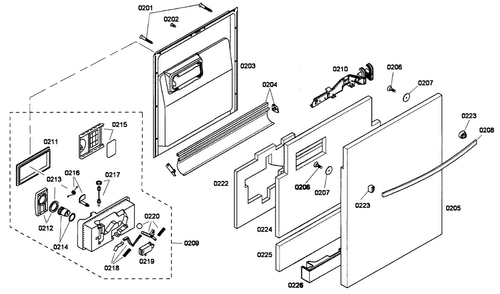 Door Assy Diagram and Parts List for SHX68P05UC 53 Bosch Dishwasher