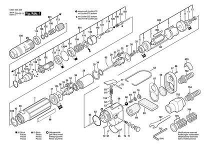 Section 1 Diagram and Parts List for SRG-AK3 0607454209 Bosch Screwdriver