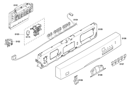 Control Panel Diagram and Parts List for SHE43P06UC 59 Bosch Dishwasher