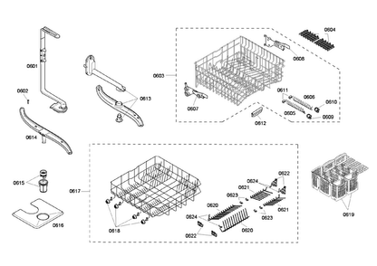 Rack Assy Diagram and Parts List for SHE45M05UC 52 Bosch Dishwasher