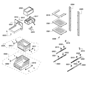 Shelfs Diagram and Parts List for T18ID80NLP 48 Thermador Freezer