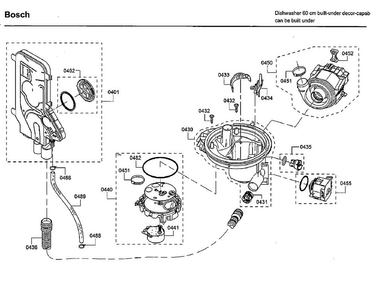 Pump Diagram and Parts List for SHE53T55UC 09 Bosch Dishwasher