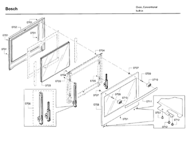 Door 2 Diagram and Parts List for HBL8651UC 02 Bosch Wall Oven
