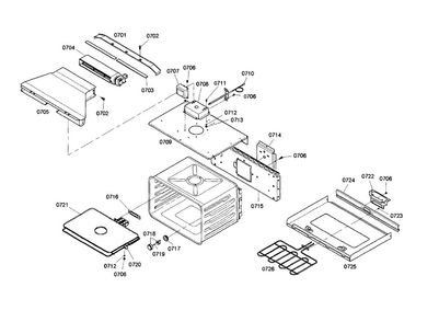 Cavity Diagram and Parts List for HBL752AUC 02 Bosch Wall Oven