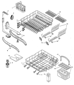 Racks Diagram and Parts List for SHU3336UC 11 Bosch Dishwasher