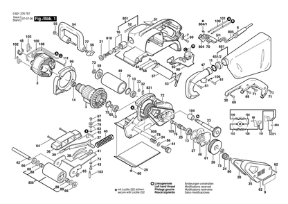 Section 1 Diagram and Parts List for 0601276787  Bosch Belt or Drum Sander