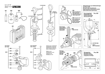 Section 2 Diagram and Parts List for GSH5E 0611318739 Bosch Demolition Hammer