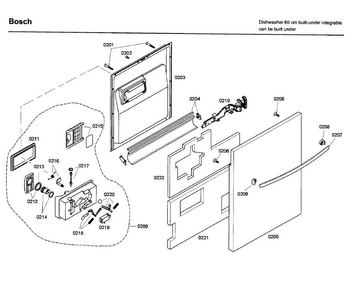 Door Diagram and Parts List for SHX46A05UC 26 Bosch Dishwasher