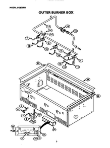 Outer Burner Box Diagram and Parts List for CGB36RU  Thermador Grill