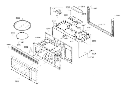Mounting Diagram and Parts List for HMV3062U 01 Bosch Microwave