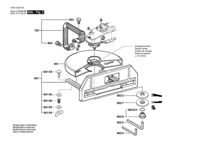 Page B Diagram and Parts List for 1365 3601C65410 Bosch Angle Grinder