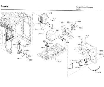 Convection Diagram and Parts List for HMV5053U 01 Bosch Microwave