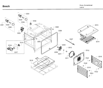 Inner Parts Diagram and Parts List for HBL5650UC 09 Bosch Wall Oven