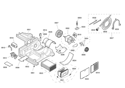 Base Assy Diagram and Parts List for WTE86300US 03 Bosch Dryer