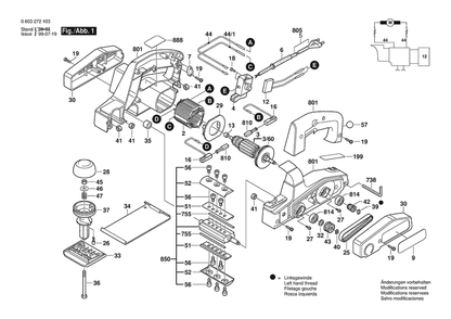 Section 1 Diagram and Parts List for PHO15-82 0603272138 Bosch Planer Jointer