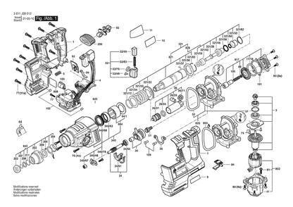 Section 1 Diagram and Parts List for 3611J09012  Bosch Hammer Drill