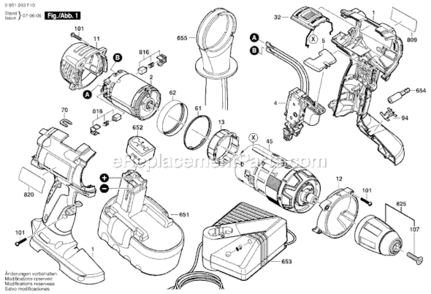 Page A Diagram and Parts List for 35618 0601993F10 Bosch Cordless Drill