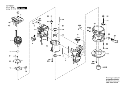 Section 1 Diagram and Parts List for 3601FC2010  Bosch Router