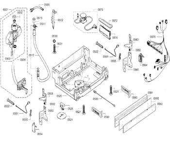 Base Diagram and Parts List for SGE68U55UC B4 Bosch Dishwasher