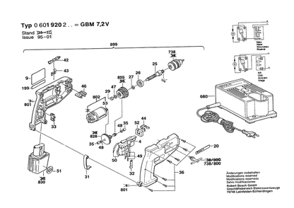 Section 1 Diagram and Parts List for 0601920223  Bosch Drill