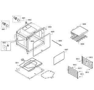 Oven Lower Diagram and Parts List for HBN5650UC 10 Bosch Wall Oven