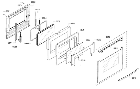 Door Diagram and Parts List for HEI7052U 06 Bosch Range