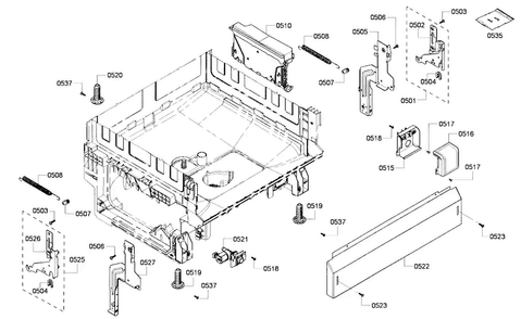 Base Assy Diagram and Parts List for SHX4AP06UC 53 Bosch Dishwasher