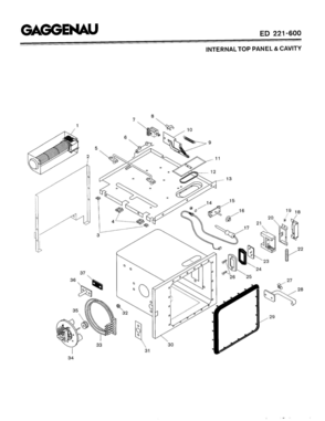 02 - INTERNAL TOP PANEL & CAVITY Diagram and Parts List for ED221-600  Bosch Range