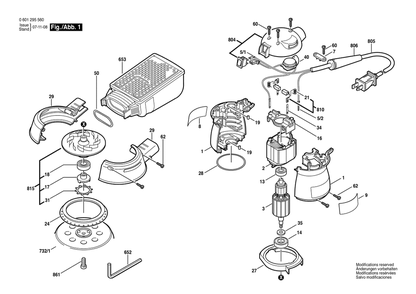 Section 1 Diagram and Parts List for 0601295560  Bosch Orbital or Palm Sander