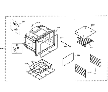 Oven Lower Diagram and Parts List for HBL3560UC 01 Bosch Wall Oven