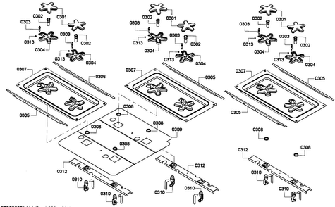 Burners Assy Diagram and Parts List for PRD486EDPG 01 Thermador Range
