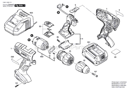 Part Location Diagram of 1607233302 Bosch Electronic Assembly
