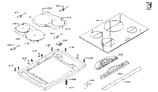 Cook top Diagram and Parts List for HIIP054U 01 Bosch Range