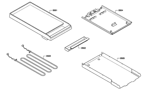 Griddle Diagram and Parts List for PCG486GD 02 Thermador Cooktop