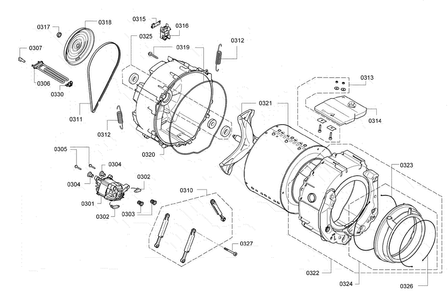 Drum Assy Diagram and Parts List for WAP24201UC 05 Bosch Washer