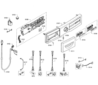 Control Panel Diagram and Parts List for WFVC5400UC 24 Bosch Washer