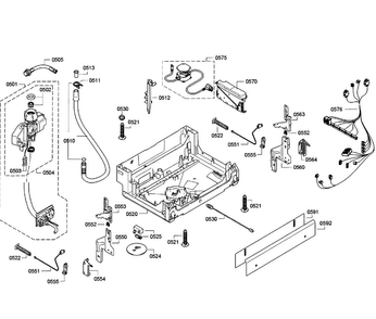 Base Assy Diagram and Parts List for SGE63E06UC 55 Bosch Dishwasher