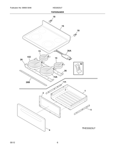 Top/Drawer Diagram and Parts List for HES3023U7  Bosch Range