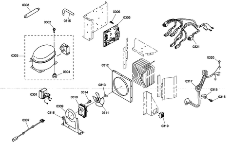 Compressor Assy Diagram and Parts List for KBUDT4875E 01 Thermador Refrigerator