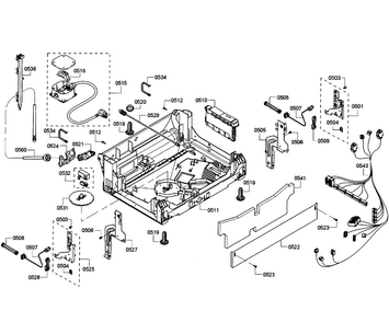 Base Assy Diagram and Parts List for SHE53T52UC 01 Bosch Dishwasher