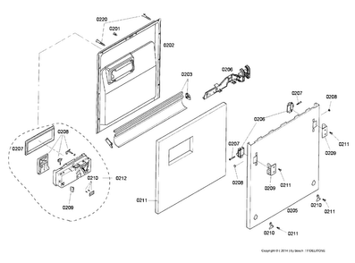 Door Assy Diagram and Parts List for SHI66A05UC 23 Bosch Dishwasher